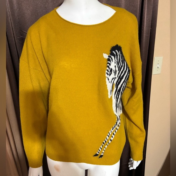 Maeve Sweaters - Anthropologie Maeve cashmere Mustard Zebra Sweater